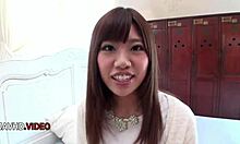 Teen Chisa Hoshino Fingers Shaved Pussy During Hardcore Blowjob