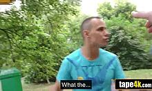 hot czech brunette gf fucks stranger for cash while asshole bf watches outdoor