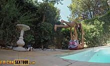 african teen kim's big tits flex in first acro yoga