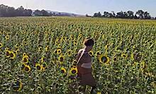 Damiana pounds hard in sunflower field challenge!