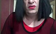 shy crossdresser teases self-fill with homemade toy