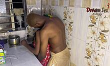 😘 two skinny ebony lovers slobber on big black cock then creampie kitchen counter full vid on red!