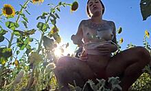 Damiana pounds hard in sunflower field challenge!