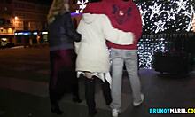 two spanish milfs teased for raw outdoor party pounding