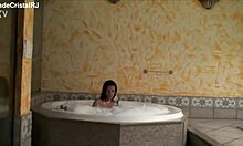 Sultry Latina Housewife Flashes Wet Shaved Pussy in Rio Hotel Suite Behind Scenes