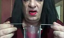 shy crossdresser teases self-fill with homemade toy