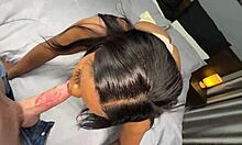 big booty ebony chokes on white cock for facial then begs for doggy backshots cumshot