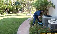 Big Tittied Redhead Spitroasted Bent Over By Repairmen Monster Cocks Dogfart