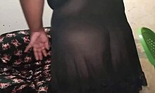 See-Through Negligee Housewife No Panties Tease