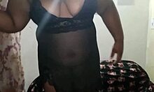 See-Through Negligee Housewife No Panties Tease