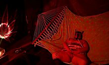 bbw teases her wet chubby pussy in tent then fingers to moaning orgasm in hammock