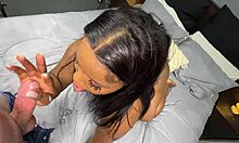 big booty ebony chokes on white cock for facial then begs for doggy backshots cumshot