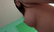 Secret Japanese milf's huge natural tits bounce in bedroom balloon play