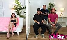 european spanish brunette big tits bent over fucked doggystyle by one of three guys!