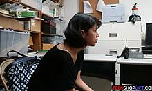 TEEN SHOPLIFTER BLOWS SECURITY GUARD IN RELUCTANT REALITY BLOWJOB