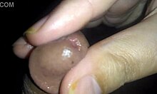 hairy latino endures intense glans massage to explosive orgasm