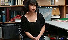 TEEN SHOPLIFTER BLOWS SECURITY GUARD IN RELUCTANT REALITY BLOWJOB