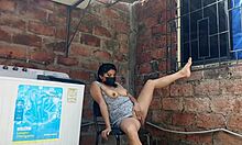 slutty neighbor flashes pussy under dress in yard