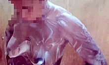 Hey darling, watch me shower and play with my big natural tits and hairy pussy