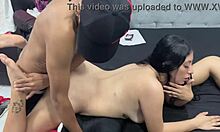 Colombian Couple Licks and Fucks Bent Over Doggystyle in Lingerie Threesome