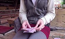 German scout fucks 18+ teen Tata Lilashi's hairy pussy hard in public casting