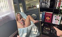 horny nerd slut creams pussy watching monster bbc dildo stretch her wide