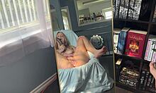 horny nerd slut creams pussy watching monster bbc dildo stretch her wide