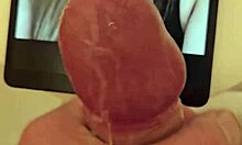 mark's girlfriend gets bored and starts sucking his huge cock close-up