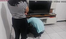 Frustrated Brazilian Housewife Models New Lingerie For Horny Technician Behind Husbands Back