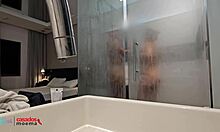 hubby cuckold watches his latina wife shower and play with massive bbc