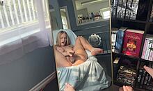 horny nerd slut creams pussy watching monster bbc dildo stretch her wide