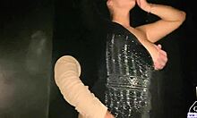 wife's tight pussy takes stranger cock at gloryhole while cuckold husband watches dripping