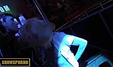 femdom brunette dominates bound teen blonde in intense session