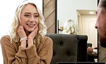 skinny blonde teen waitress gets trained topless by kinky stepgrandpa fucking her tight pussy hard