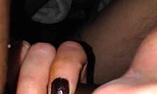 pretty black girlfriend sucks friend's thick cock closeup trim