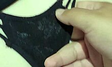 Chubby big ass milf maid teacher flashes natural tits in bathroom lingerie