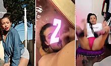 brunette latina girlfriend plays with balloons rubbing her pussy loving the texture