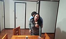 Surprised Stepmother Fucked Hard on Dining Table Before Breakfast