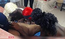 What happens when three ebony beauties tackle one massive cock?