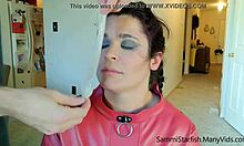 Wife locked in straitjacket for brutal garage facefuck punishment