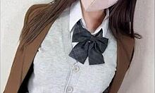 check out this huge g-cup japanese schoolgirl uniform huge natural tits small waist curvy body long hair legs spread lick pussy bed