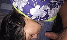 my stepmom lies on my bed waiting for our taboo first time lick and fuck