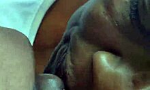 oiled black granny gives monster cock handjob blowjob and cumshot on shaved tits