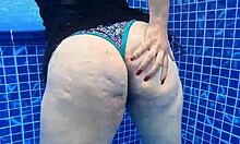 latina milf bends over pool for stranger's huge cock slam