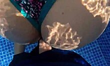 latina milf bends over pool for stranger's huge cock slam