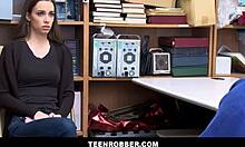 skinny brunette teen robber tali dova gets caught stealing then stripped and fucked by the officer