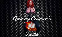 granny pixie cums hard shakin with dildo help from young friend