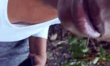 oiled black granny gives monster cock handjob blowjob and cumshot on shaved tits