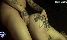 bleubrutalrose's tattooed pawg milf body shakes wildly from huge cock pounding after sloppy ass worship