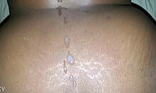 dude bends her over for intense doggystyle pounding with monster black cock then cums on her back